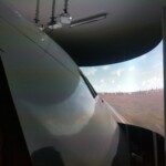 A view of the screen, projectors and fuselage as provided by Motion for Simulators.