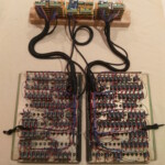 A complete P7 circuit breaker panel, wired up ready for use. SimStack can control simulated and manually operated circuit breakers, as well as the panel backlighting.
